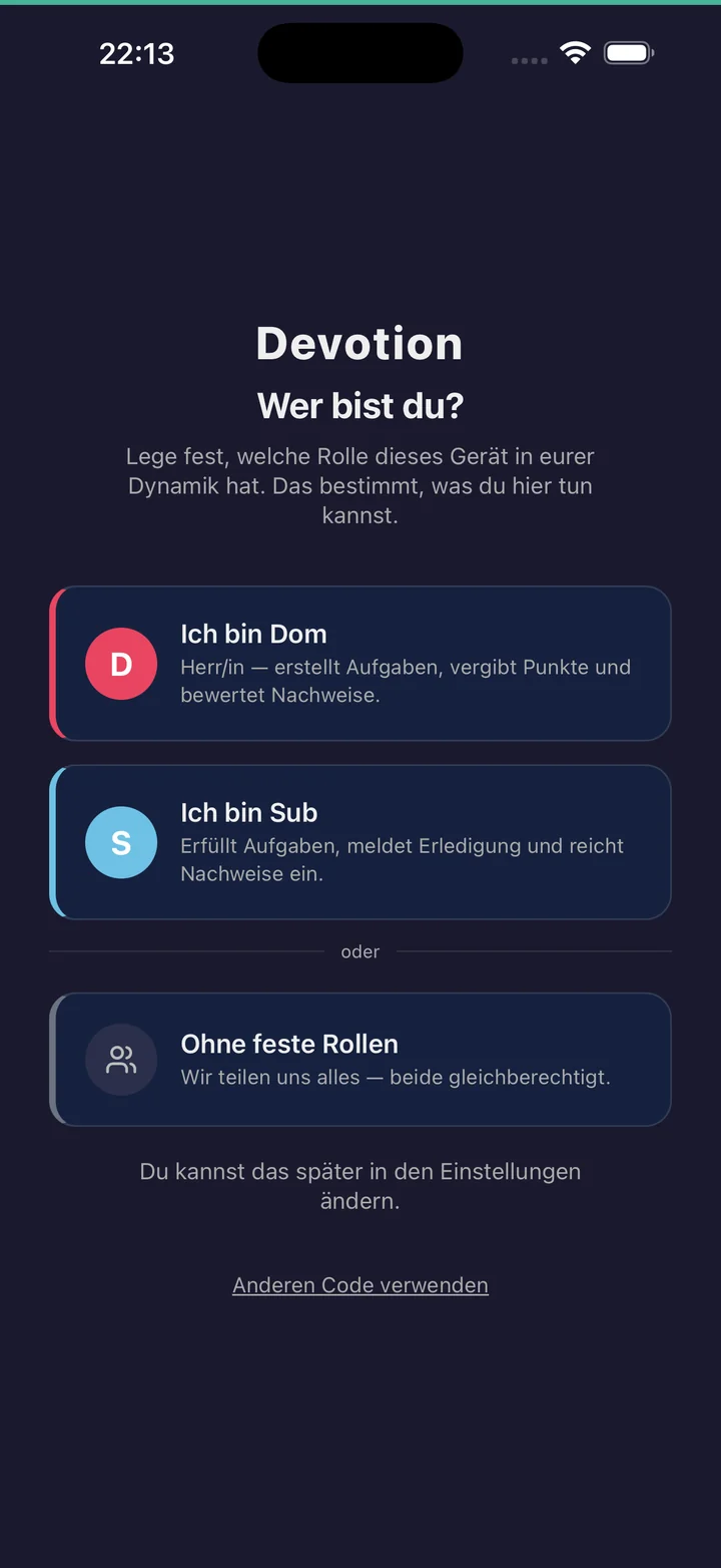 Rollenauswahl: Ich bin Dom, Ich bin Sub oder Ohne feste Rollen